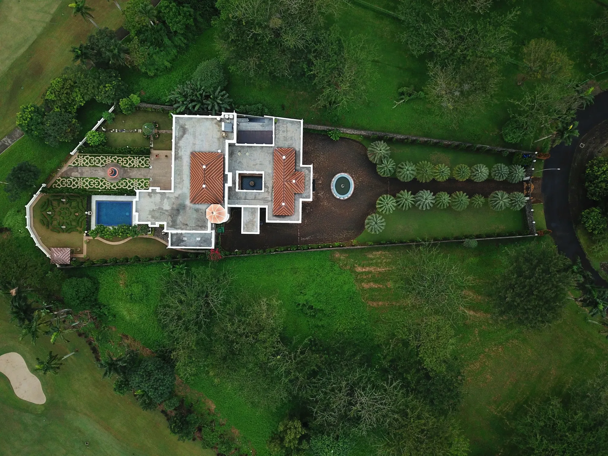 property and surrounding context photographed from an aerial drone perspective
